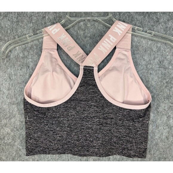 Victoria's Secret PINK Seamless Lightly Lined Racerback Sports Bra Gray Women M - Picture 3 of 7